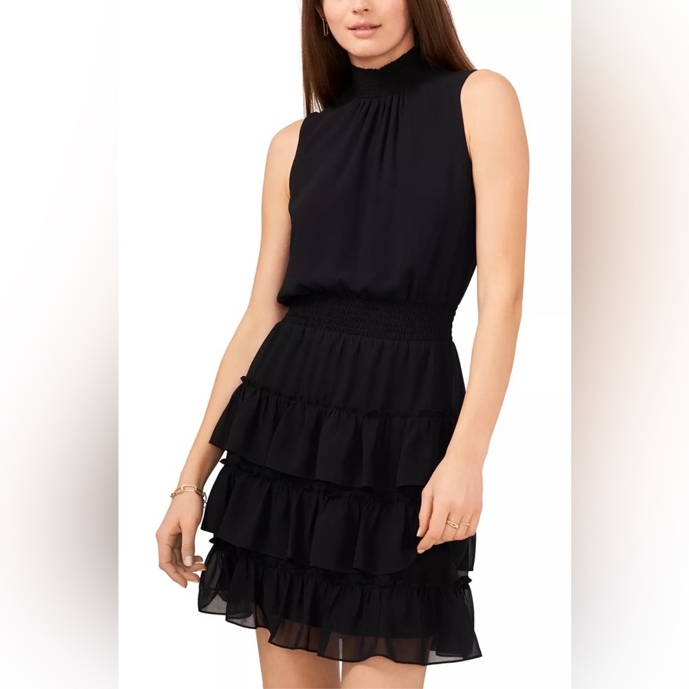 1. State Women's Sleeveless Smocked Neck Dress with Ruffle Tiered Skirt